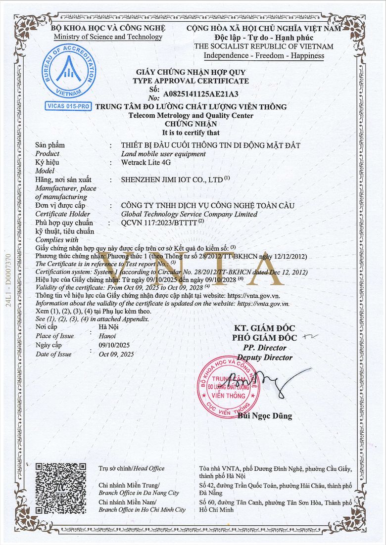 Hợp quy · Wetrack Lite 4G